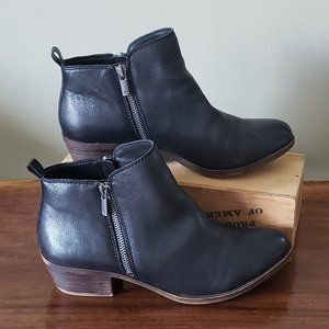 Lucky Brand Basel Black Leather Ankle Boot